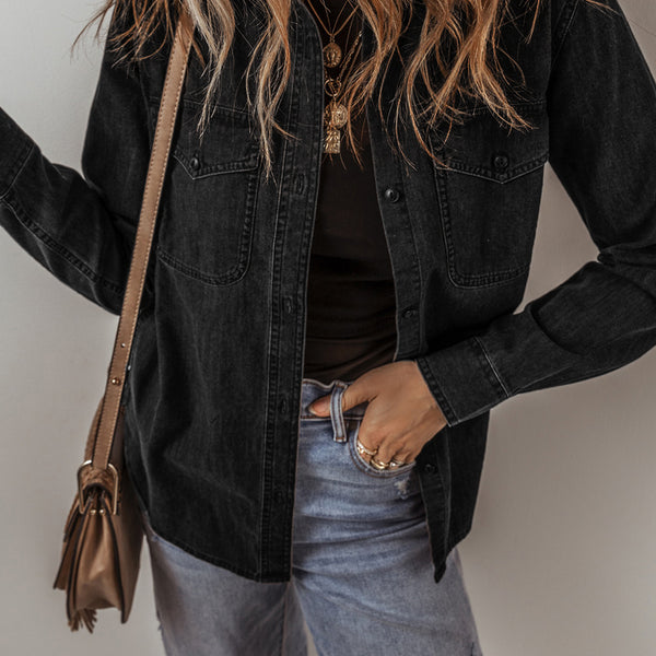 Button Up Long Sleeve Denim Jacket