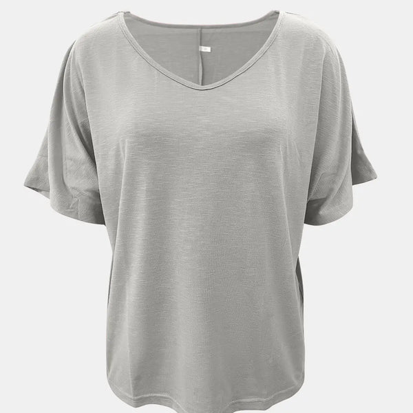 Full Size Scoop Neck Short Sleeve T-Shirt  WALKSHIC