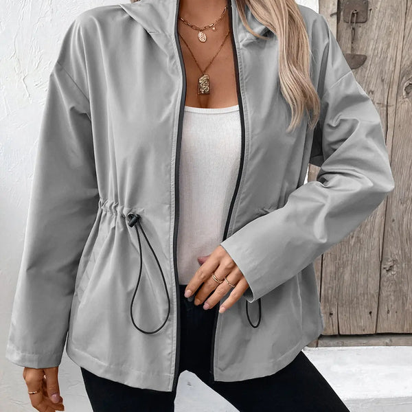 Ivy Lane Drawstring Zip Up Hooded Jacket  WALKSHIC