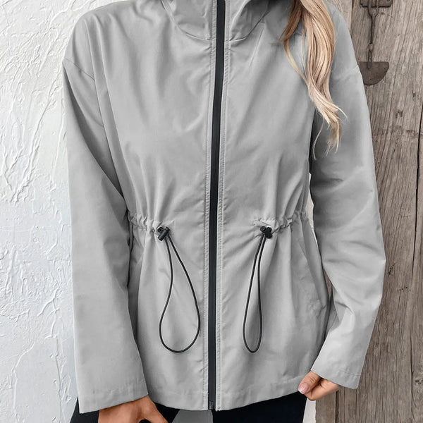 Ivy Lane Drawstring Zip Up Hooded Jacket  WALKSHIC