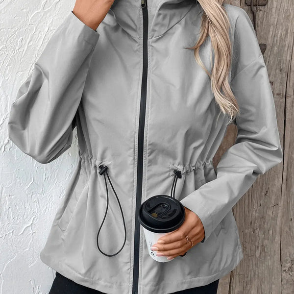 Ivy Lane Drawstring Zip Up Hooded Jacket  WALKSHIC