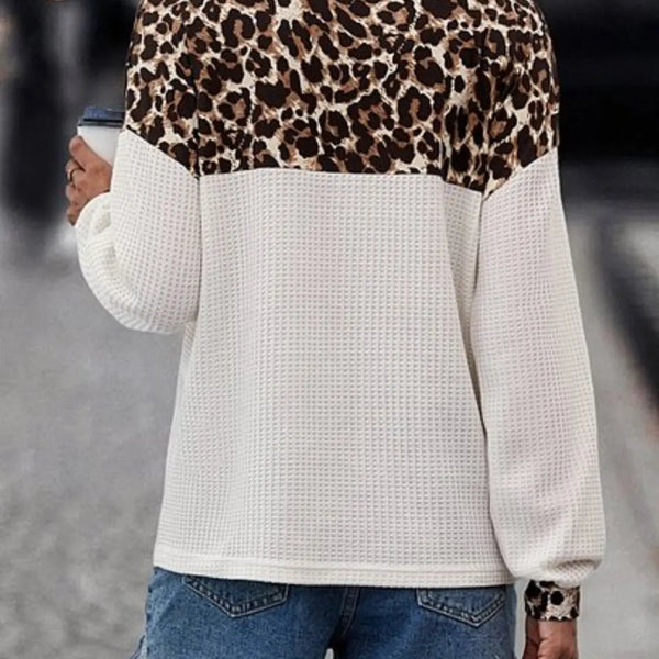 Leopard V-Neck Long Sleeve T-Shirt  WALKSHIC