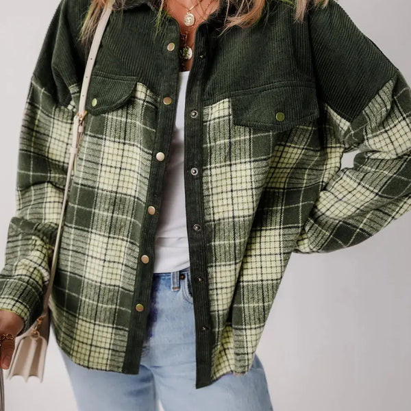 Plaid Button Up Long Sleeve Jacket  WALKSHIC