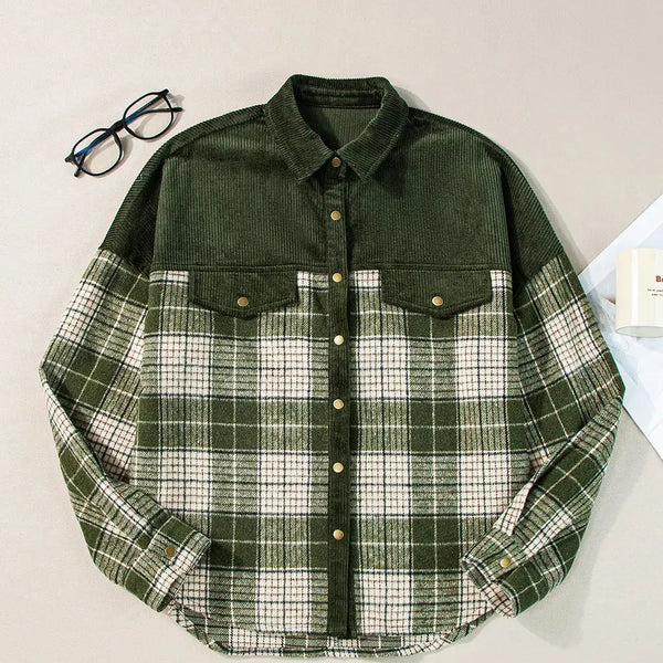 Plaid Button Up Long Sleeve Jacket  WALKSHIC