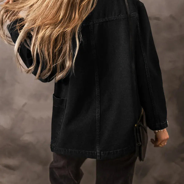 Pocketed Long Sleeve Denim Jacket  WALKSHIC